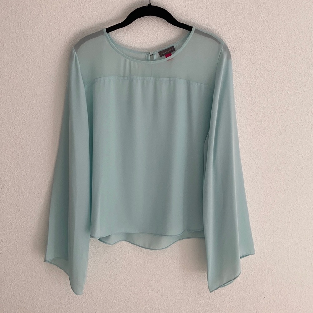 Mint Green Vince Camuto Sheer Blouse